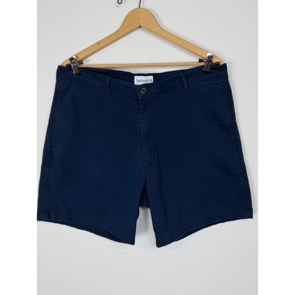 Saddlebred Chino Shorts Men's 38W Navy Blue Cotton Blend Stretch Flat‎ Front